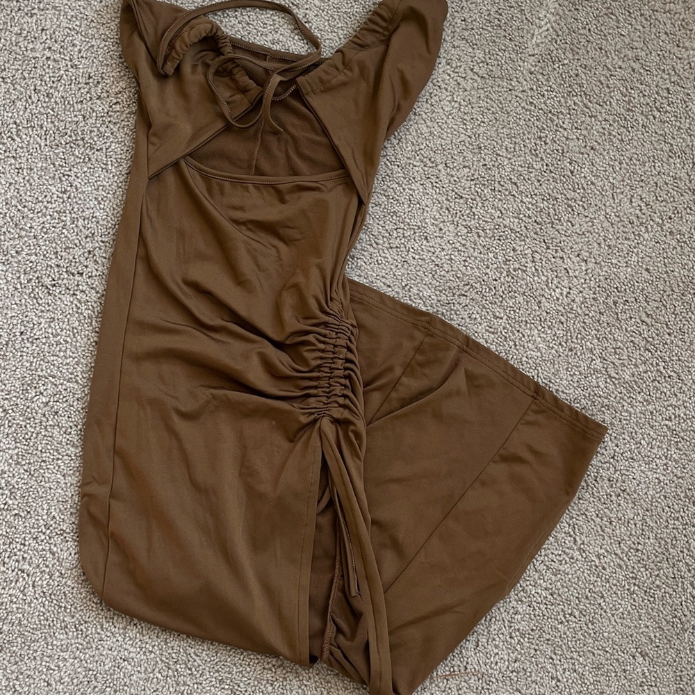Brown Ruched Dress